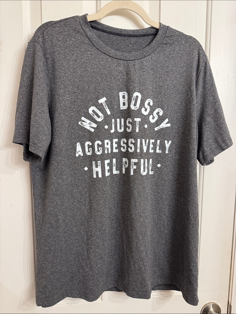 Men's Charcoal Crewneck Tee with White Slogan